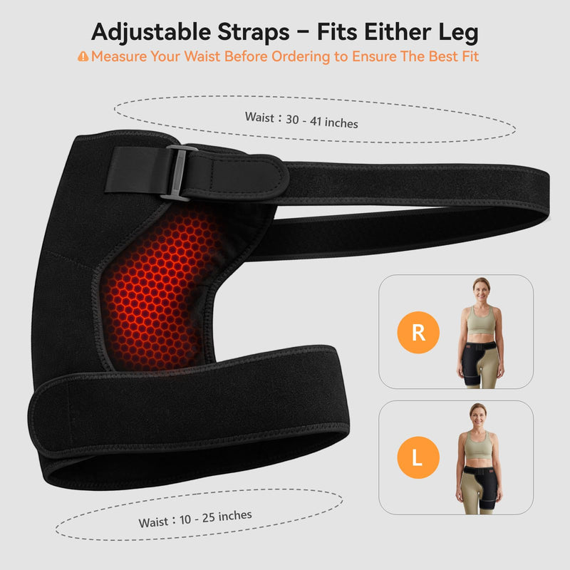 Cordless Heated Massage for Hip/Sciatica Pain Relief with 5000mAh Power Bank Hip Heating Pad Support Brace with Hot Physical Therapy Lower Back/Thigh/Buttock, Best Gift for Family Hip Heating Pad-Black
