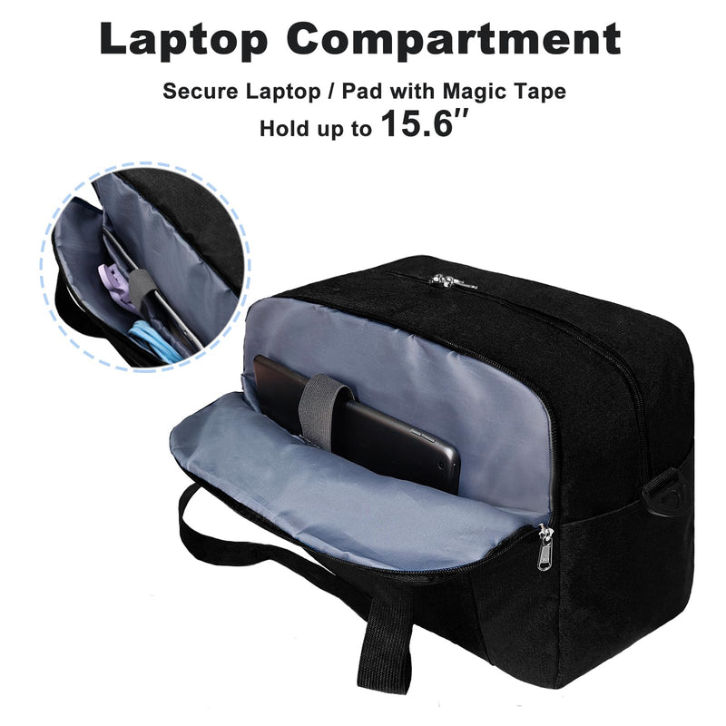 18" Small Carry on Bags for Airplanes with Laptop & Wet Compartment Underseat for Spirit Airlines Personal Item Travel Bag 18x14x8 in Duffle Gym Bag for Women Men Black 17*11.5*8 in