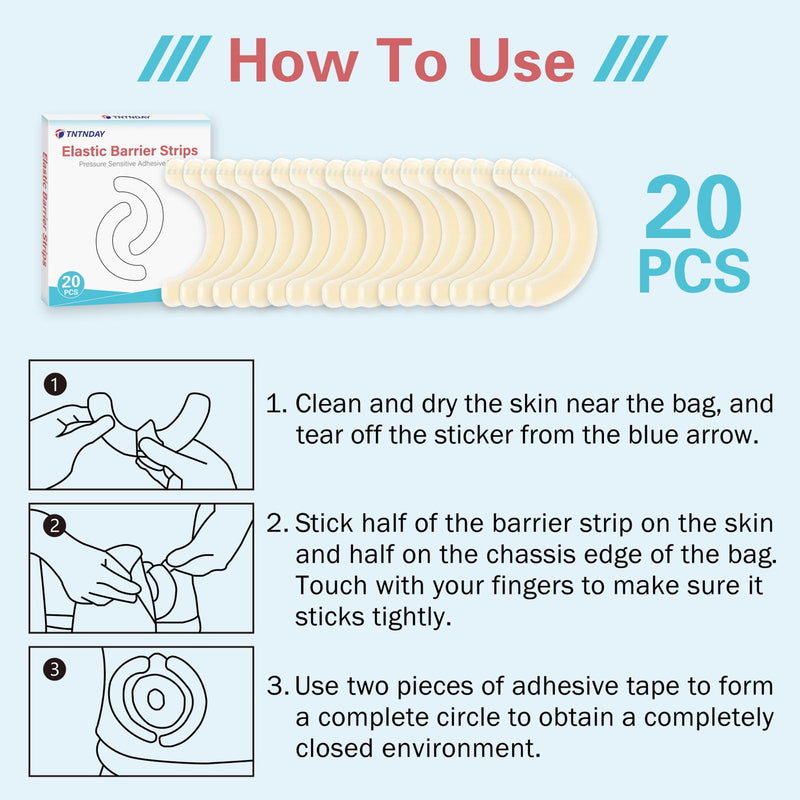 [Australia] - 20PCS Ostomy Barrier Strips, Medical Grade Hydrocolloid Waterproof Leak, Ostomy Supplies, Elastic Barrier Adhesive Tape for Colostomy Bags, Urostomy Bag, Ileostomy Bag 