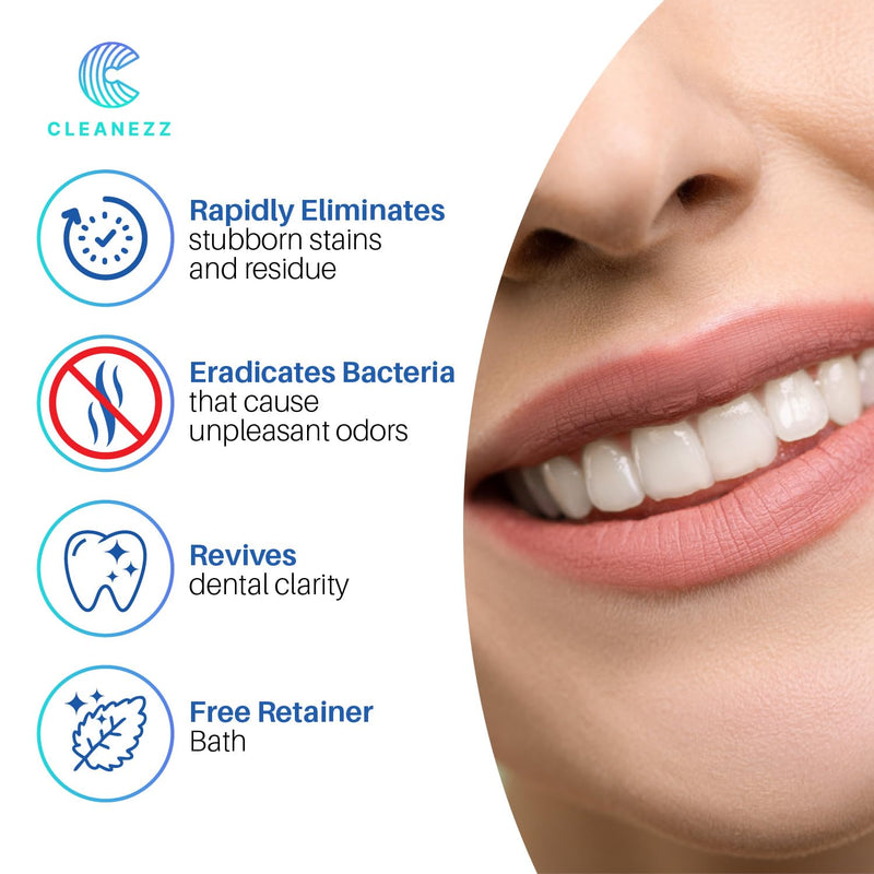 [Australia] - Cleaner Tablets: for Retainers, Dentures, Bottles & More - Odor, Plaque, Stain Removal, Includes Denture Bath, 4-Mo Supply 