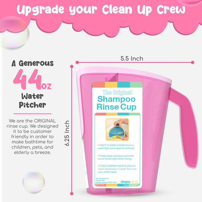 [Australia] - Tear-Free Bathing Experience with Rinse Cup - Soft Flexible Edge, Comfortable Handling & 40 Oz Capacity Pink 