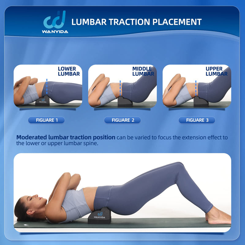 [Australia] - WANYIDA Lumbar Orthotic Traction Roll Device, Lower Back Stretcher for Pain relief, Back Traction for Lumbar Decompression, 3 Height Adjustable Lumbar Stretcher, Chiropractic 