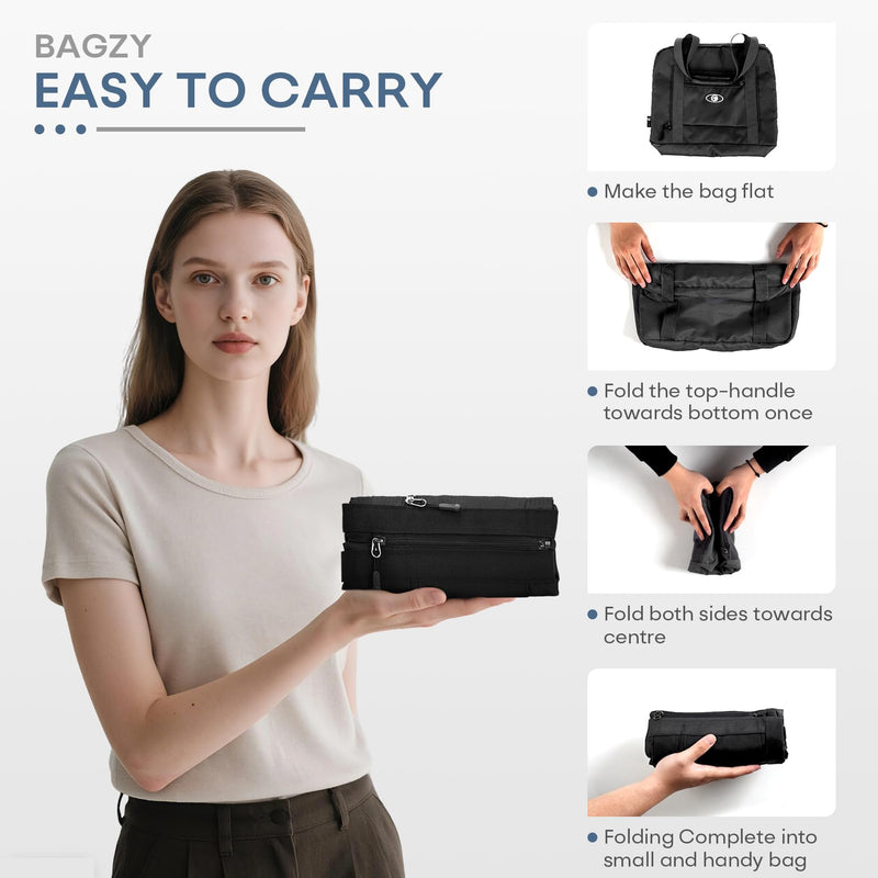 40x30x20 cm Travel Bag Foldable,Lightweight Gym Bags for Women Men,16x12x8 inch Personal Item Bag for Airlines, 25L Waterproof Travel Duffel Bags for Carry on Weekender Overnight Hospital 2pcs Black+Gray