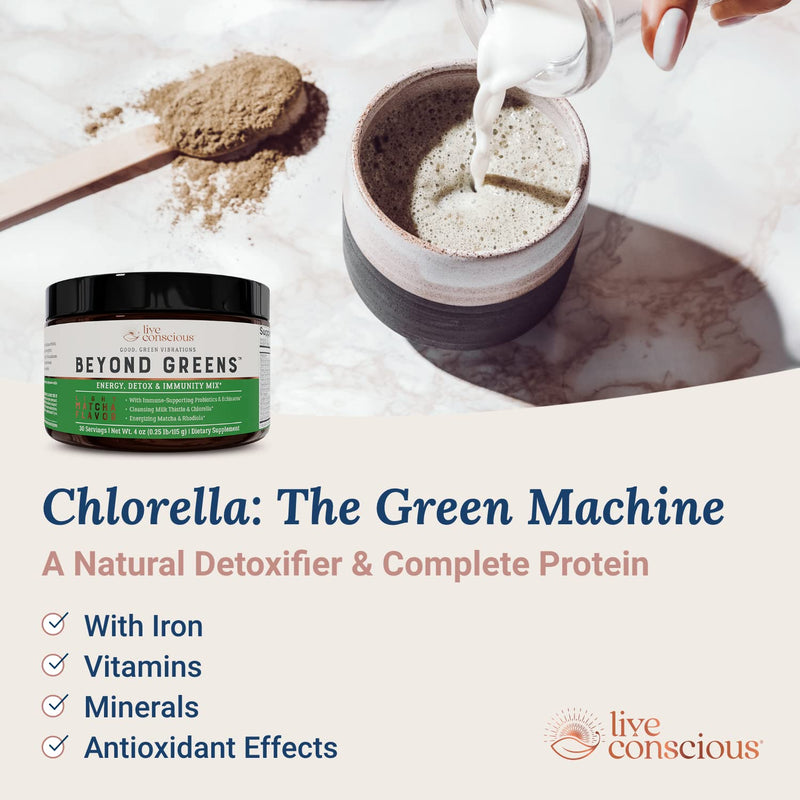 [Australia] - Live Conscious Beyond Greens Concentrated Superfood Powder - Matcha Flavor w/Chlorella, Echinacea, Probiotics for Immune Support & Energy - 30 Servings (2-Pack) 4 Ounce (Pack of 2) 