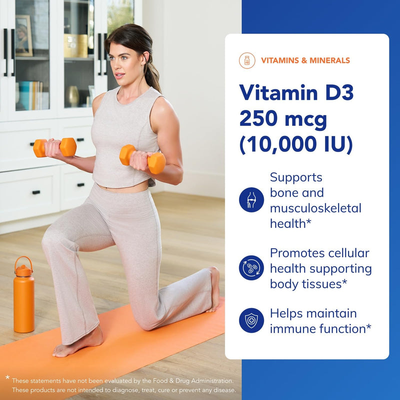 Pure Encapsulations Vitamin D3 250 mcg (10,000 IU), 60 Capsules | Supplement to Support Bone, Joint, Breast, Heart, Colon and Immune Health*, with Premium Vitamin D 60 Count (Pack of 1)
