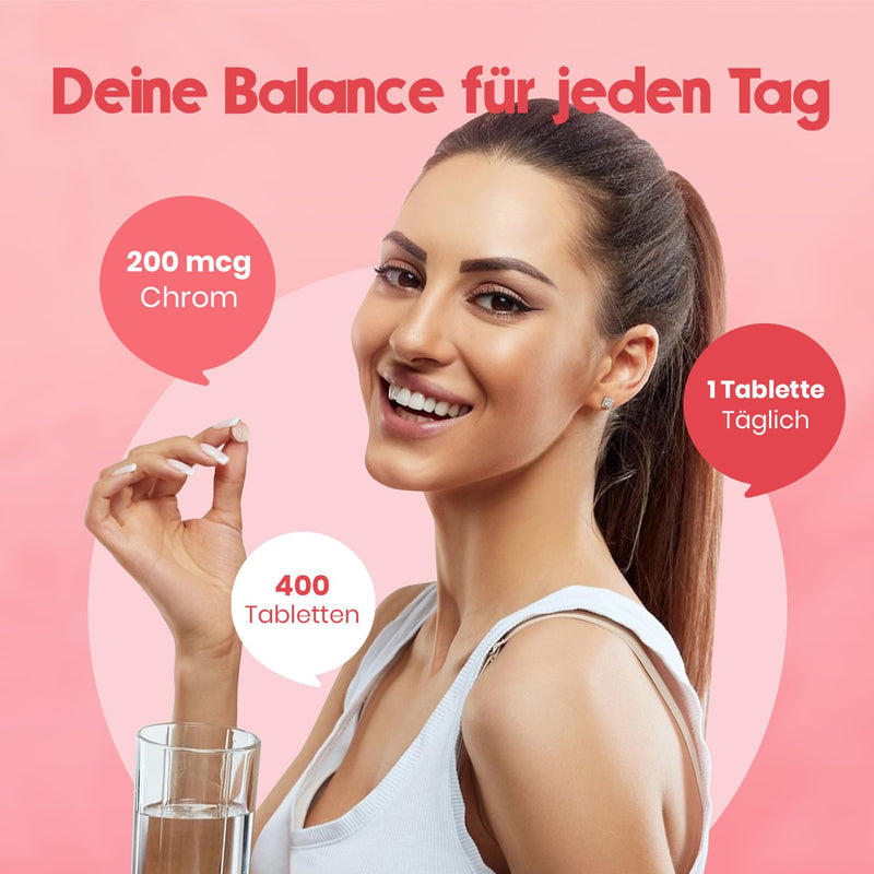 [Australia] - Chromium tablets made from chromium picolinate - 400 tablets in high doses with 200 mcg chromium per tablet - vegan and produced in Germany Original 