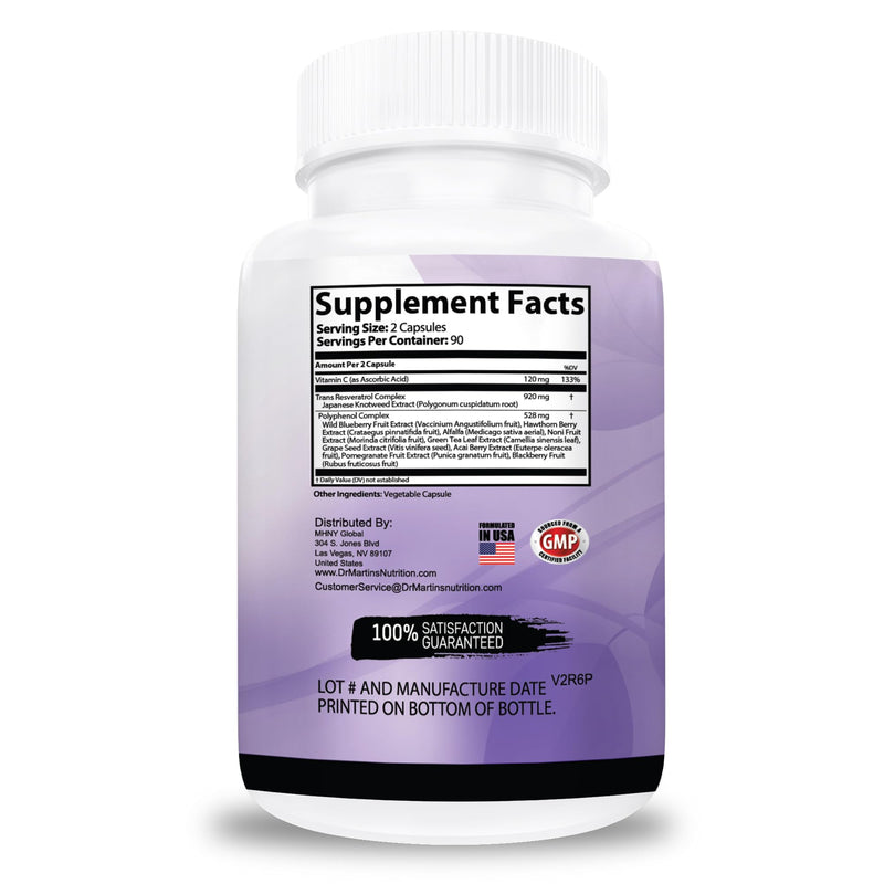 [Australia] - Extra Strength Resveratrol 1568mg - 180 Capsules - 3 Months Supply | Antioxidant Supplement | Natural Trans-Resveratrol Pills | for Anti-Aging, Heart Health, Immune System & Brain Function 