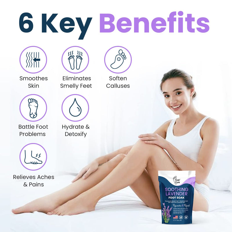 [Australia] - Soothing Lavender Foot Soak with Epsom Salt - Best Toenail Treatment, & Softens Calluses - Soothes Sore & Tired Feet, Moisturizing Athletes Foot Care For Dry Cracked Feet Cream 
