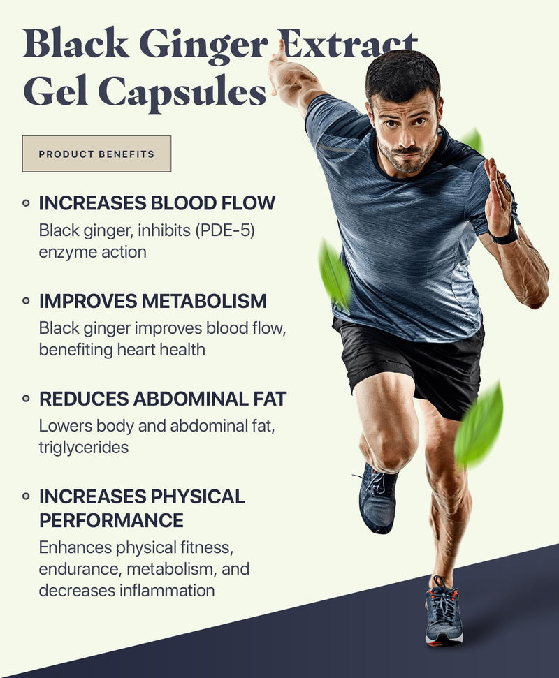 [Australia] - Marcapa Black Ginger Root Supplement - 60 Softgels | Organic Ginger Extract for Cardiovascular & Metabolic Support | Enhanced Energy & Endurance | Optimal Absorption with Olive Oil 