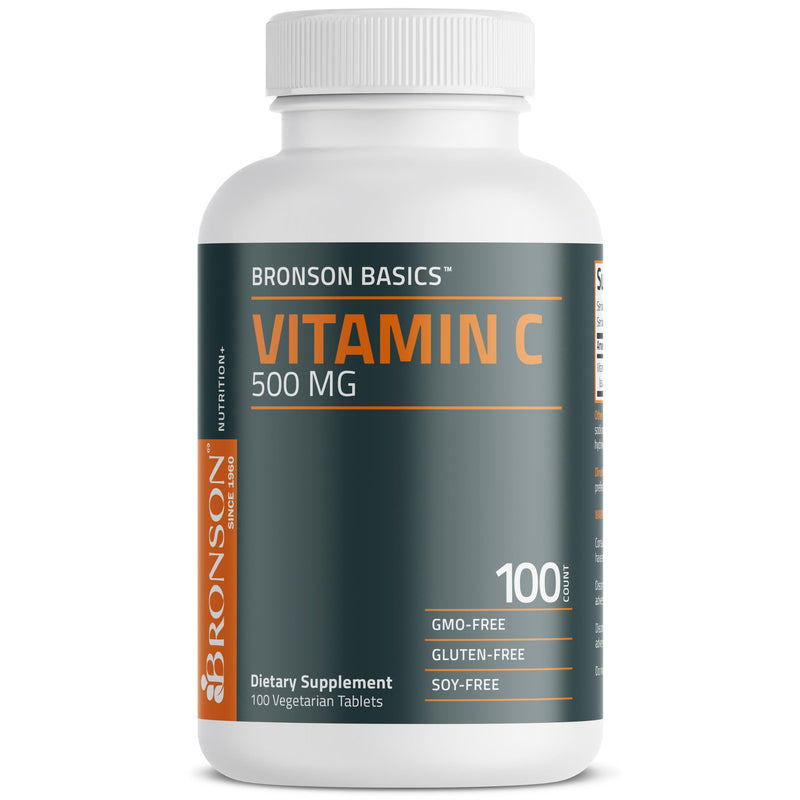 Bronson Vitamin C 500 mg Immune & Antioxidant Support, Non-GMO, 100 Tablets | Daily Vitamin C Replenishment, Vegetarian Formula, Gluten-Free & Soy-Free 100 Count (Pack of 1)