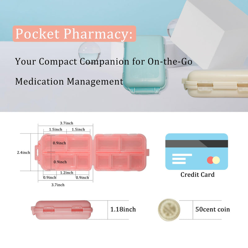 [Australia] - Pill Organizer with Medicine Labels 161 Labels Travel Daily Pill Container Mini Medication Organizer Storage Pill Organizer Travel Essentials Pill Case 7 Day Pill Organizer (Pink, 1 Pack) Pink 