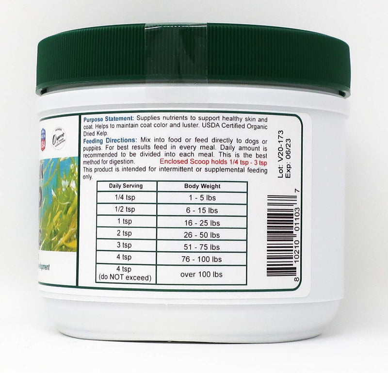 Dogzymes Organic Norwegian Kelp for Pets, a Valuable Nutrition Source Rich in Iodine to Support Gland Function, Especially The Thyroid (12 Ounce) 12 ounce - PawsPlanet Australia