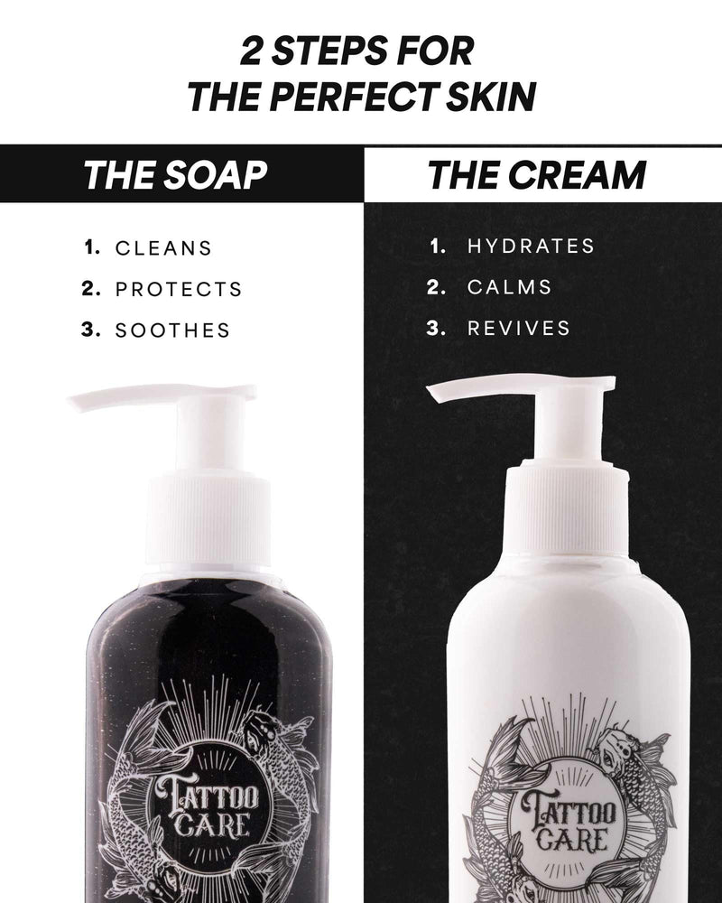 [Australia] - Tattoo Care Tattoo Aftercare Kit - Cream and Soap for Healing, Protecting and Brightening New and Old Tattoos - Cruelty-Free (KIT 6.7 fl OZ each) 