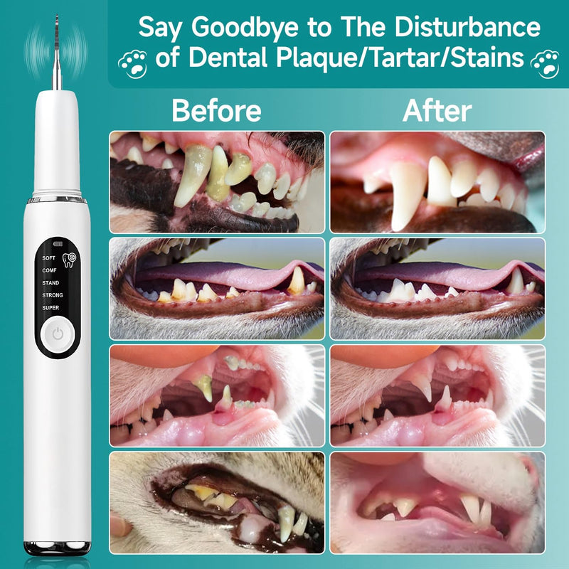 Ultrasonic Dog Toothbrush – Electric Plaque & Tartar Remover Kit with 5 Modes and 2 Heads, Gentle and Safe Teeth Cleaning Tool for Dogs, Improves Pet Oral Health