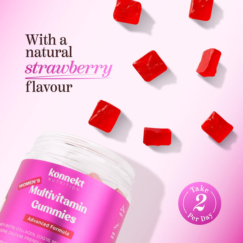 Multivitamin Gummies for Women - Collagen, COQ10, Selenium - 16 Vitamins, Nutrients & Probiotics - Sugar Free - Vitamin C, A, D, B12, E, Folic Acid, Zinc & Biotin - 60 Gummies