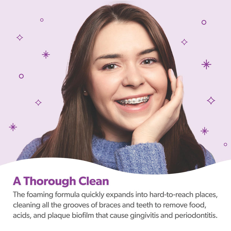 EverSmile OrthoFoam Braces Cleaner — Travel Size – Brushable Foam Whitens Teeth, Eliminates Bacteria, Fights Plaque and Bad Breath – Cleans Under Metal, Ceramic, Clear Brackets and Wires – 25ml(2 Pk) 0.85 Fl Oz 2 Pack