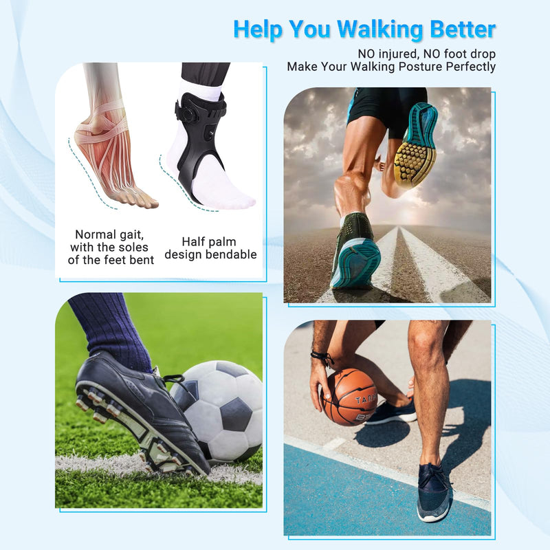 AFO Foot Drop Brace,Medical Ankle Foot Orthosis for Hemiplegia Stroke Varus Walking Support Shoes,Ankle Brace Stabilizer with Inflatable Airbag (Left, X-Large) Left