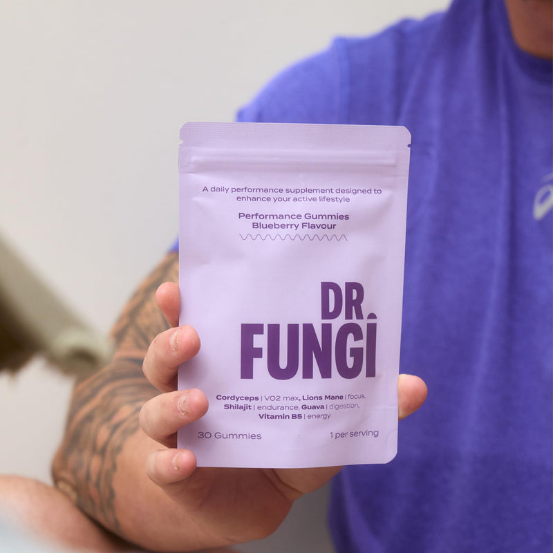 Lion's Mane & Cordyceps Mushroom Gummies - Vegan, Natural & Sugar Free with Vitamin B5 - Focus & Memory Supplement - 1 Month's Supply - 3,000mg per Serving - 30 Gummies - Blueberry Flavour