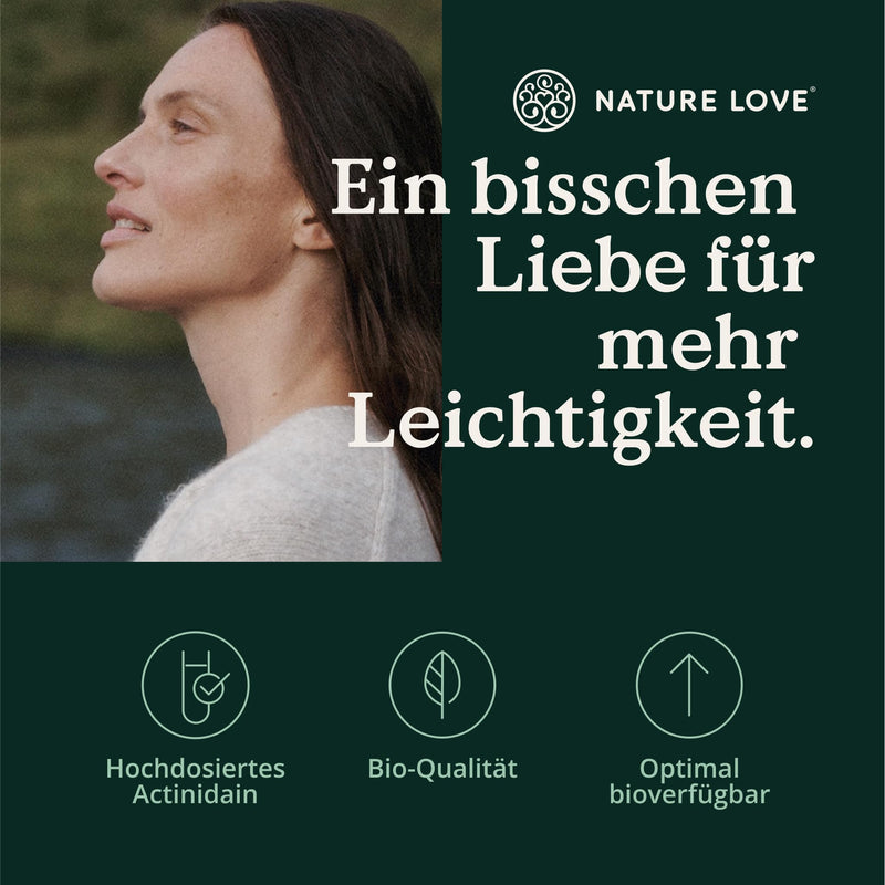 [Australia] - NATURE LOVE® organic kiwi intestinal treatment - 60 capsules - 25,000 AU actinidain per daily dose - ACTAZIN® kiwi powder in raw food quality - certified organic, vegan, without unnecessary additives and laboratory tested 