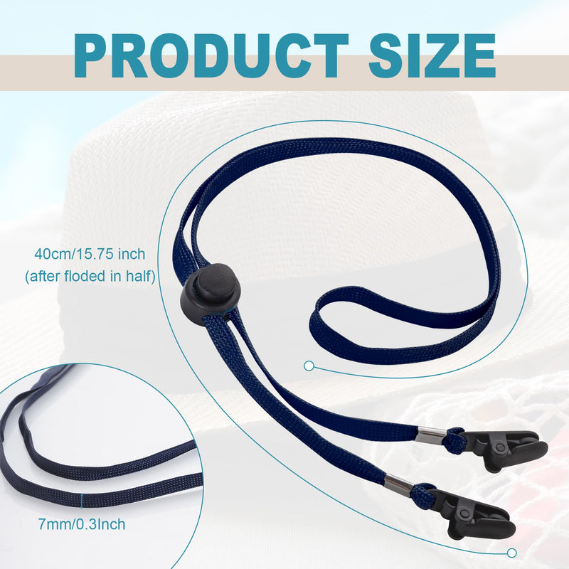 [Australia] - Sucrain 5 Pieces Adjustable Hat Strap Clips Hat Chin Cord for Golfing, Fishing, Boating Deep Blue 