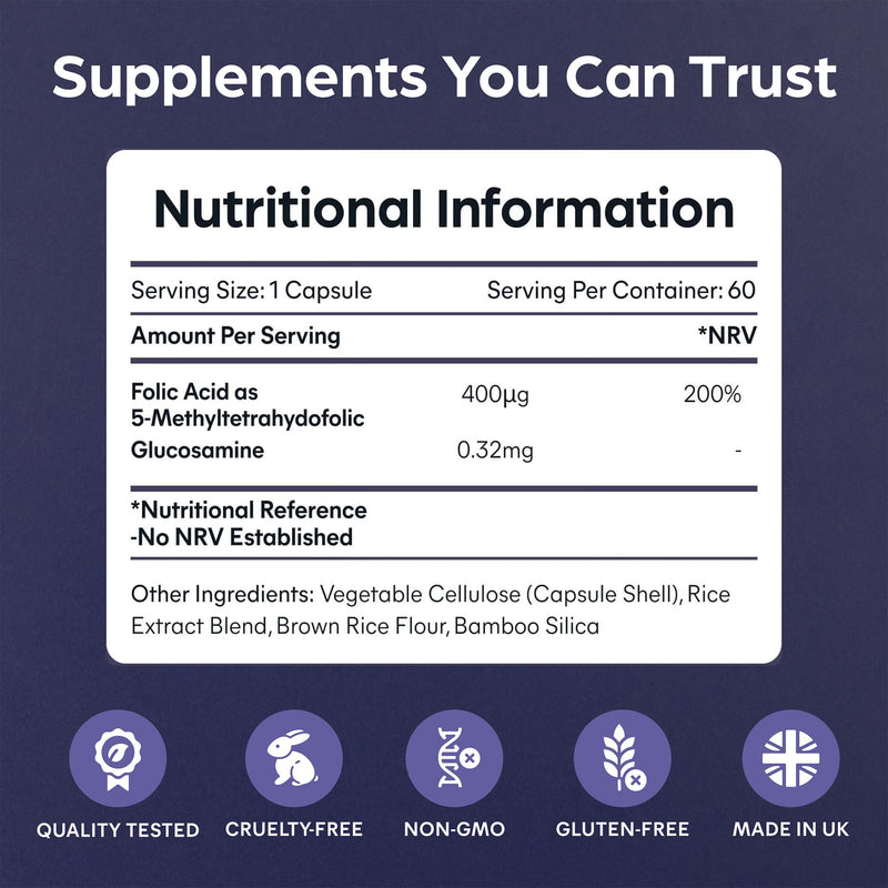 Purolabs Folate Supplement – High-Potency Methylfolate (5-MTHF) for Energy, Brain Function & Prenatal Health – Bioavailable & Vegan-Friendly