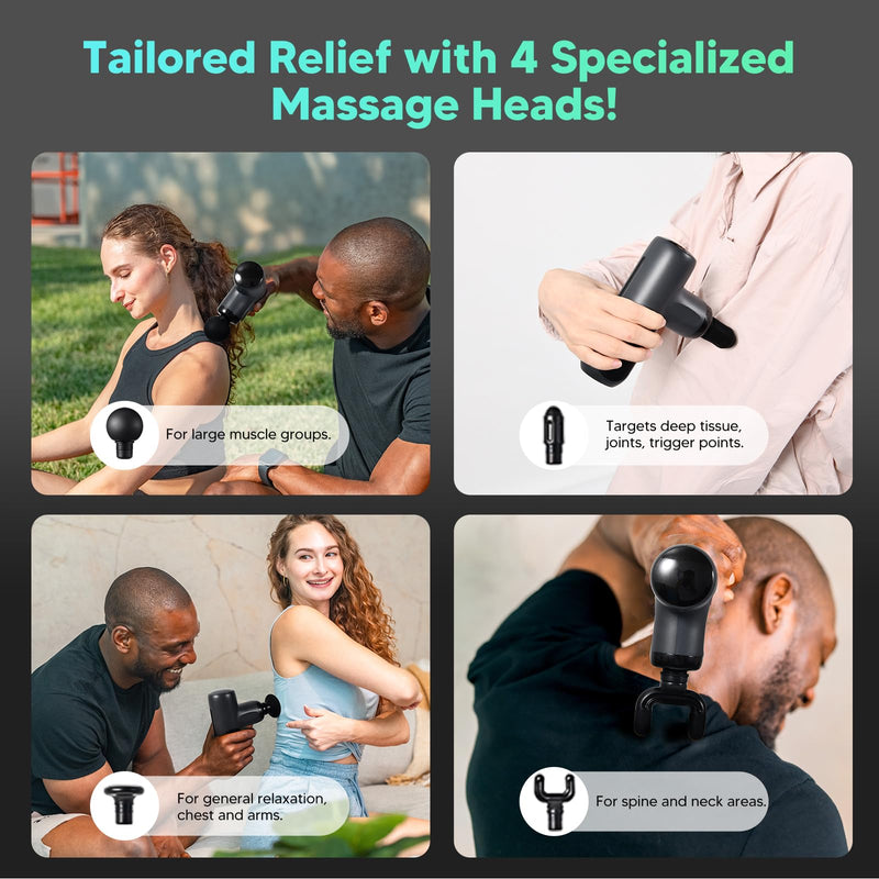 arboleaf Mini Massage Gun, Deep Tissue Percussion Massager Back Pain Relief | portable travel size, ultra-quiet, gift for men and women Slate Gray