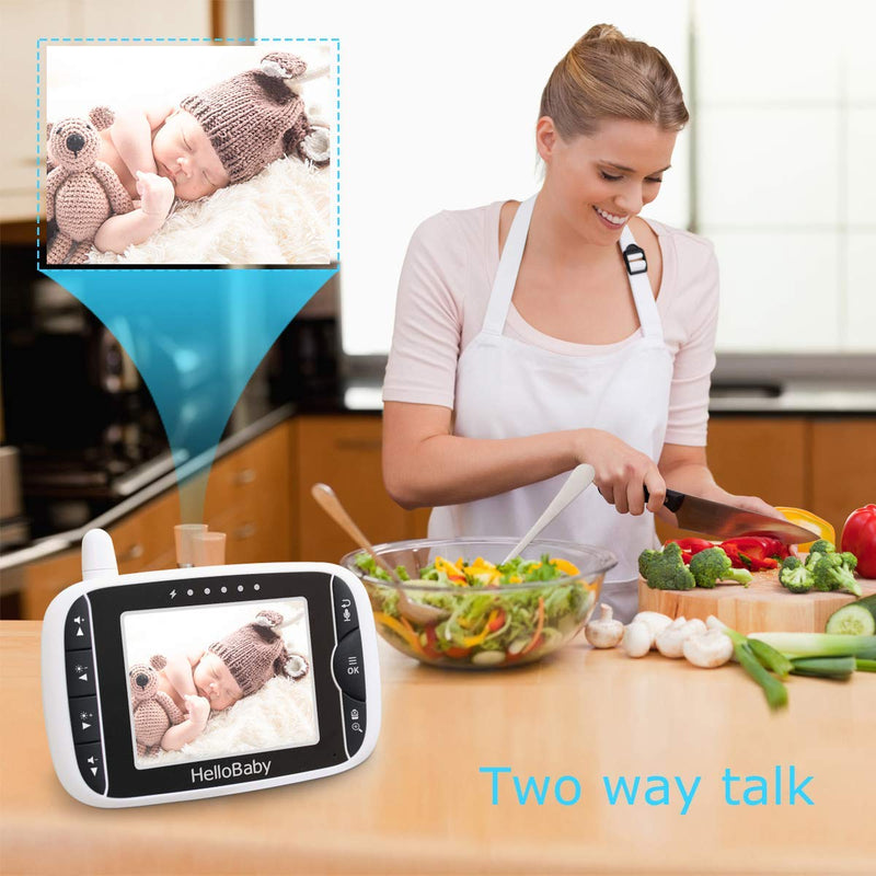 [Australia] - HelloBaby Baby Monitor with Remote Pan-Tilt-Zoom Camera and 3.2'' LCD Screen, Infrared Night Vision (Black) 1 Count (Pack of 1) Black 