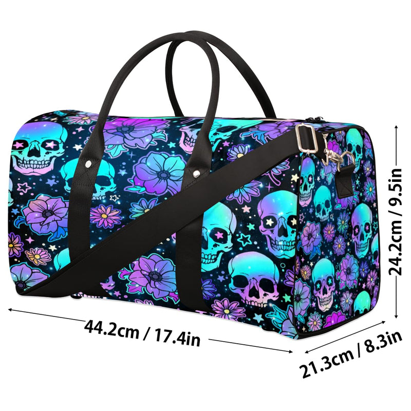 Travel Duffel Bag Skeleton Universe Flower Sport Tote Gym Bag Waterproof Foldable Carryon Weekend Overnight Training Handbag Sports Duffle Bags for Women Men Boys Girls B-Skeleton Universe Flower