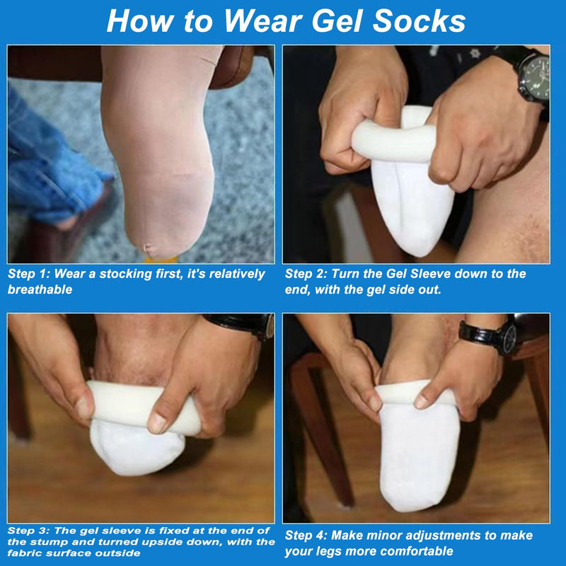 Prosthetic Calf Shrinker Amputee Socks, Soft Gel Calf Corrector, Prosthetic Calf Compression Sleeve Stockings for Shin Splint or Calves Support, Daily use (L) Large