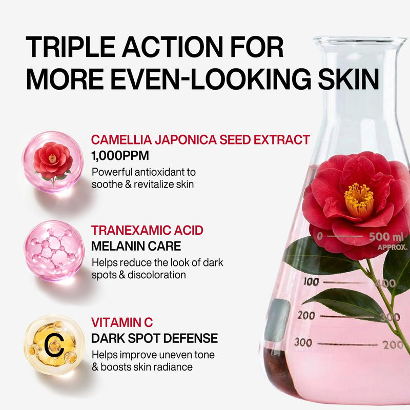Camellia TXA CHIMTOK™ Serum, Tranexamic Acid Serum for Dark Spots, Hyperpigmentation & Melasma, TXA + Vitamin C, Korean Brightening Serum with Micro-Spicule Texture Care, 1.01 fl oz Camellia TXA Dark Spot Serum