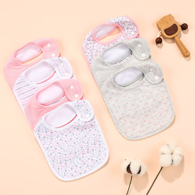[Australia] - 7 Pack Baby Cotton Absorbent Bibs for Drooling Teething Pink 