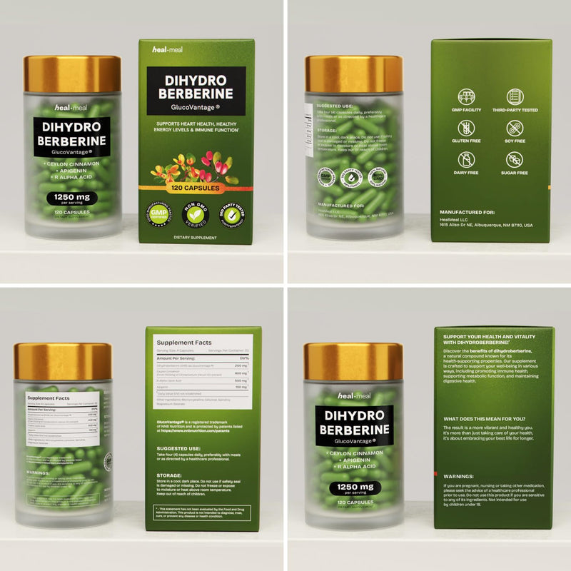 [Australia] - Dihydroberberine Supplement - Dehydro Berberine Organic - Super Berberine Supplement with Ceylon Cinnamon & R Alpha Lipoic Acid & Apigenin - Hydroberberine 120 caps (1 Pack) 1 