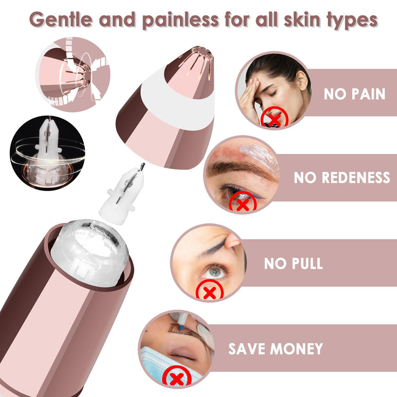 [Australia] - Gurelax eyebrow trimmer, electric USB rechargeable eyebrow trimmer epilator, LED light, painless eyebrow epilator with 2 replacement heads, eyebrow razor for women 