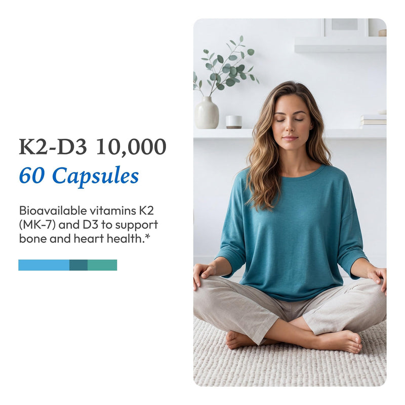 XYMOGEN K2-D3 10000, 60 Capsules | Vitamin D3 K2 Supplement for Immune, Bone, and Cardiovascular Support,* Non-GMO, Gluten-Free, Vegetarian