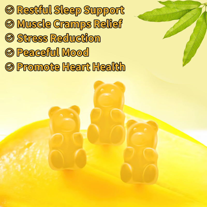 Magnesium Glycinate Gummies 1000mg - Sugar Free Magnesium Potassium Supplement with Vitamin D, B6, CoQ10 for Calm Mood & Sleep Support - 180 Mango Pineapple 90 Count (Pack of 2)
