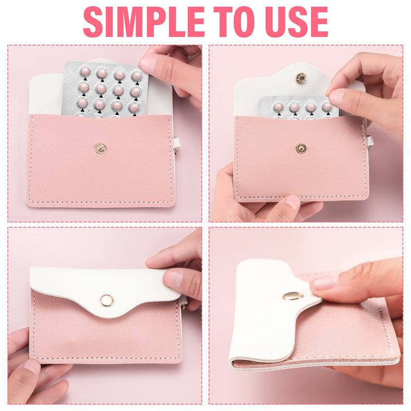 [Australia] - 2 Pack Birth Control Pill Case Sleeve Packet PU Leather Wallet Pill Holder 4.33 x 3 Inch Birth Control Pill Pouch with Key Ring for Pill Card Organizer(Pink, Blue) Pink, Blue 