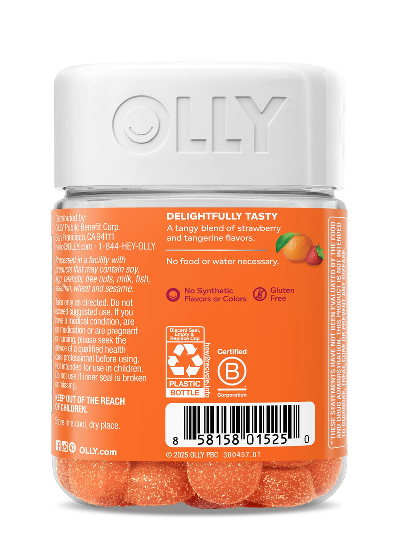 OLLY Laser Focus Gummy, Ginseng, Alpha GPC, B Vitamins, Berry Tangerine Flavor - 36 Count (Pack of 2) 36 Count (Pack of 2)