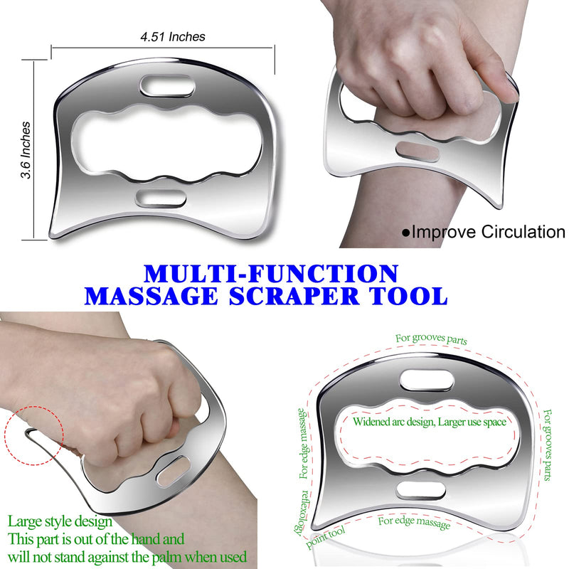 BYYDDIY-3 in 1 Stainless Steel-304 Muscle Scraper Tools Set,Scraping Massage Tools for Physical Therapy,Derma Edge & GuaSha Massage Scraper Tool