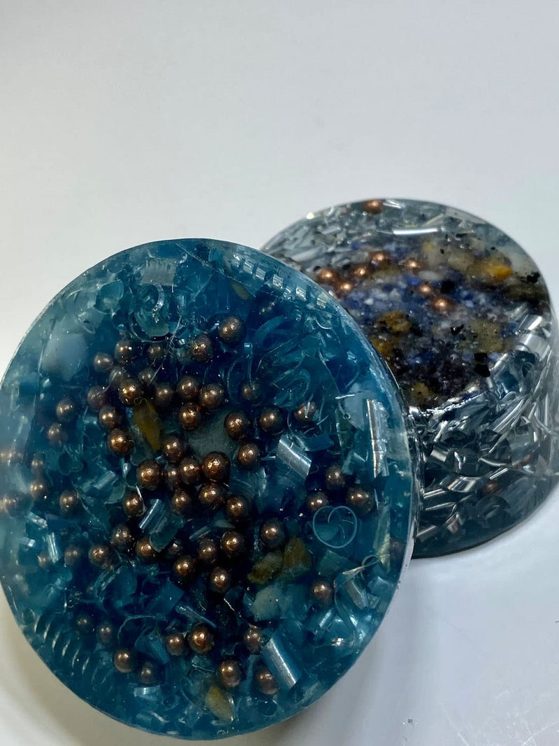 1 Light Blue Tower Buster Orgone Generator Energy Accumulator PERFECT GIFTING TOOL! Made 7.83/432/528Hz Frequency with OM Chants Many Beautiful Ingredients!