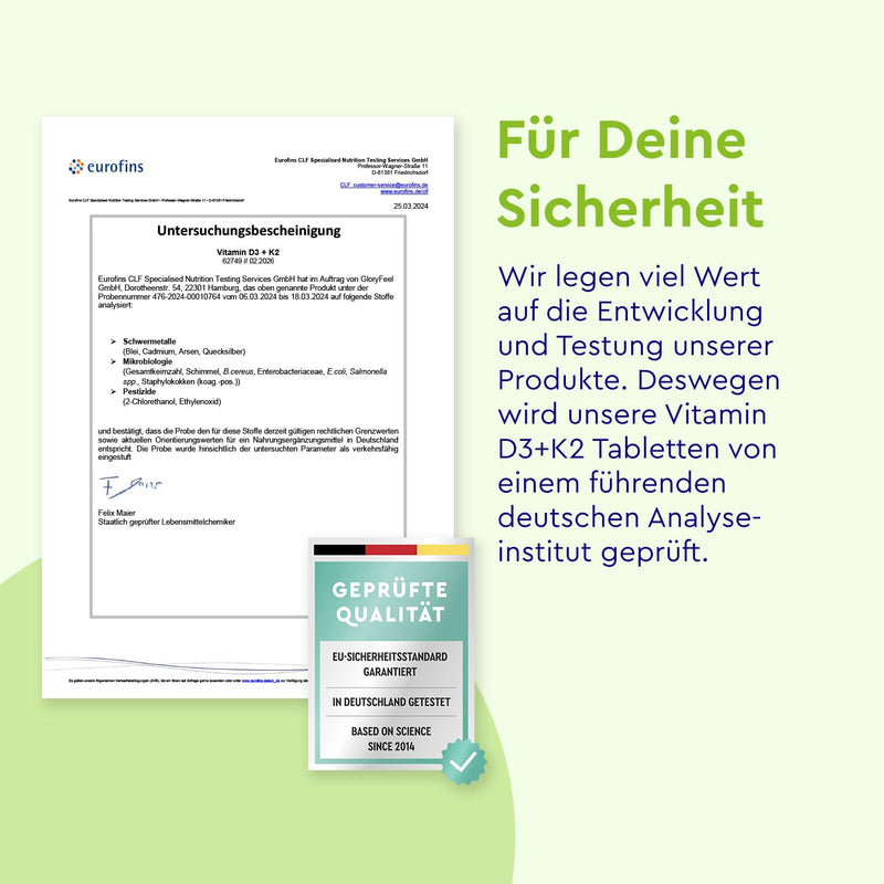 [Australia] - Vitamin D3 K2 5000 IU (2+ years) - Premium: K2VITAL® 99.7+% All-Trans - 200µg Vitamin K2 MK7 High dosage - 1 tablet/5 days - Laboratory tested, made in Germany without additives 