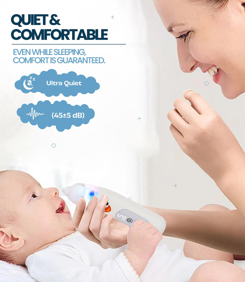 [Australia] - Nasal Aspirator for Baby Electric Nose Cleaner and Booger Sucker with LED Light and Music, Gentle Suction for Stuffy Nose, 5 Levels, USB-C Rechargeable, BPA-Free Silicone Tips, Easy to Clean 