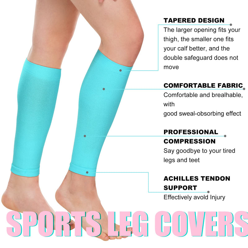 6 Pairs Calf Compression Sleeve Women Footless Compression Stockings Elastic Leg Sleeve for Running Nurse Pregnant Medium