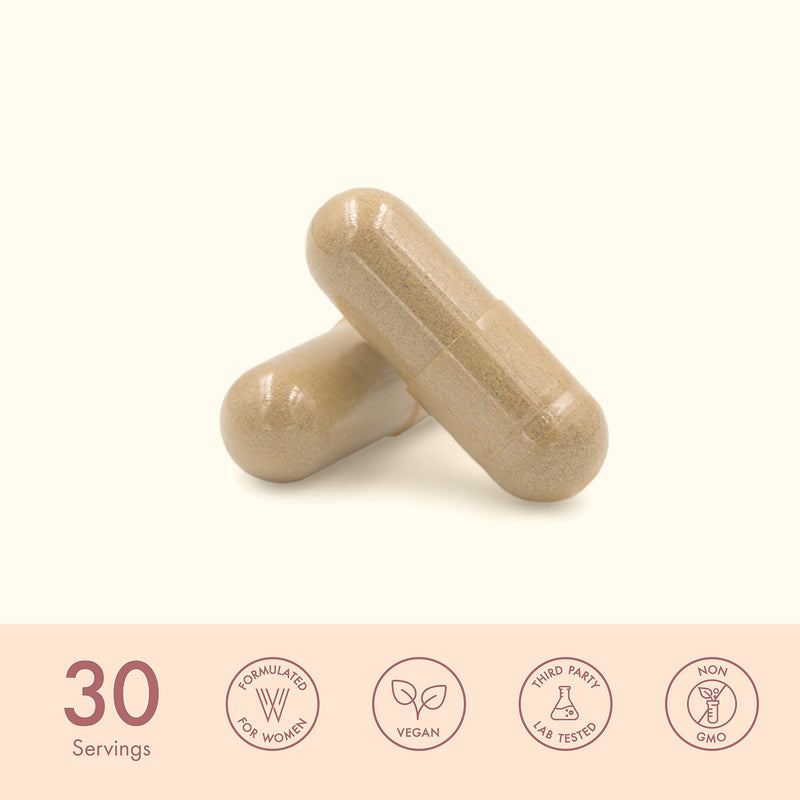 [Australia] - Winged Wellness Balanced Babe | Hormone Balance & Estrogen Detox for Women | PMS Bloating, Cramps, Mood Swings & Hormonal Acne | 100mg DIM, 100mg Calcium D-Glucarate & 6 Added Nutrients | 60ct 60 Count (Pack of 1) 