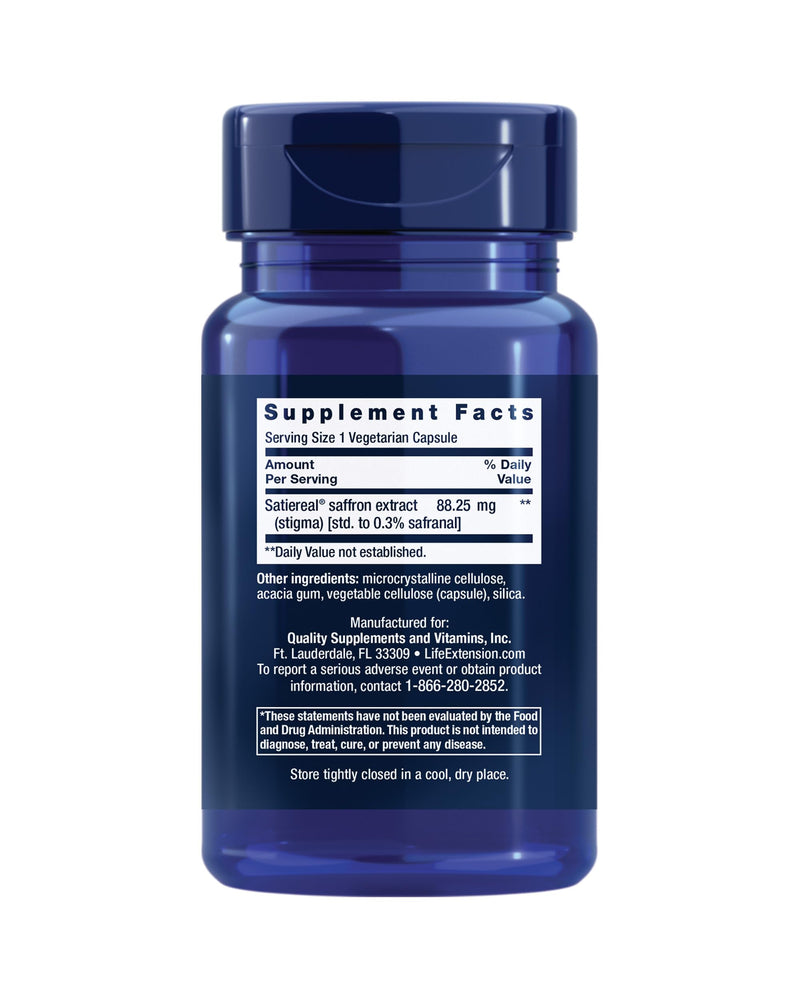 [Australia] - Life Extension Optimized Saffron, saffron extract, saffron supplement that helps you fight the urge to snack, non-GMO, gluten-free, vegetarian, 60 vegetarian capsules 