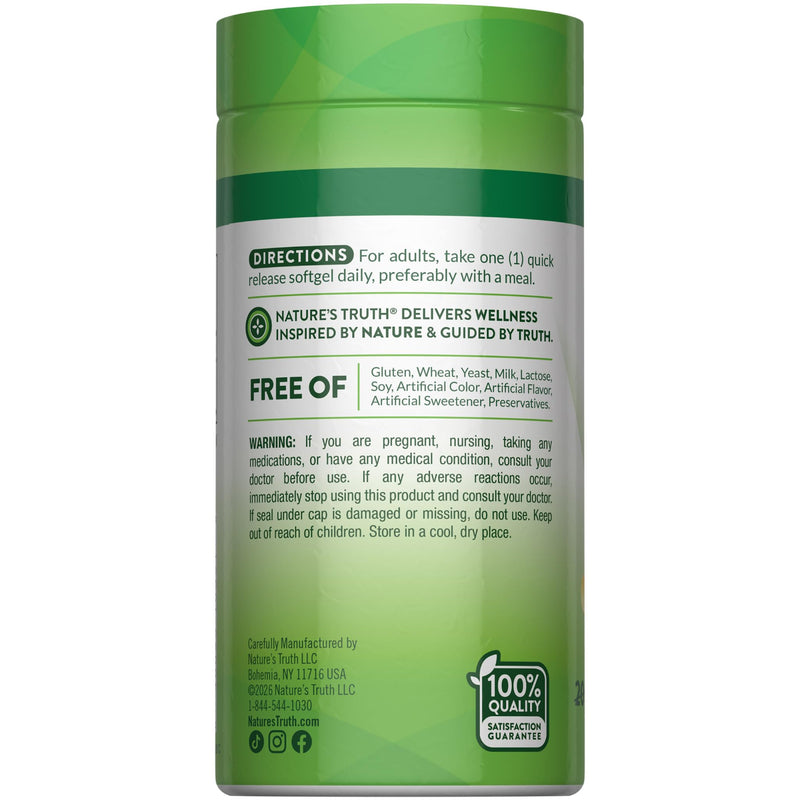 Nature's Truth D3 1000 IU | 250 Softgels | Essential Vitamin D | Non-GMO & Gluten Free Supplement