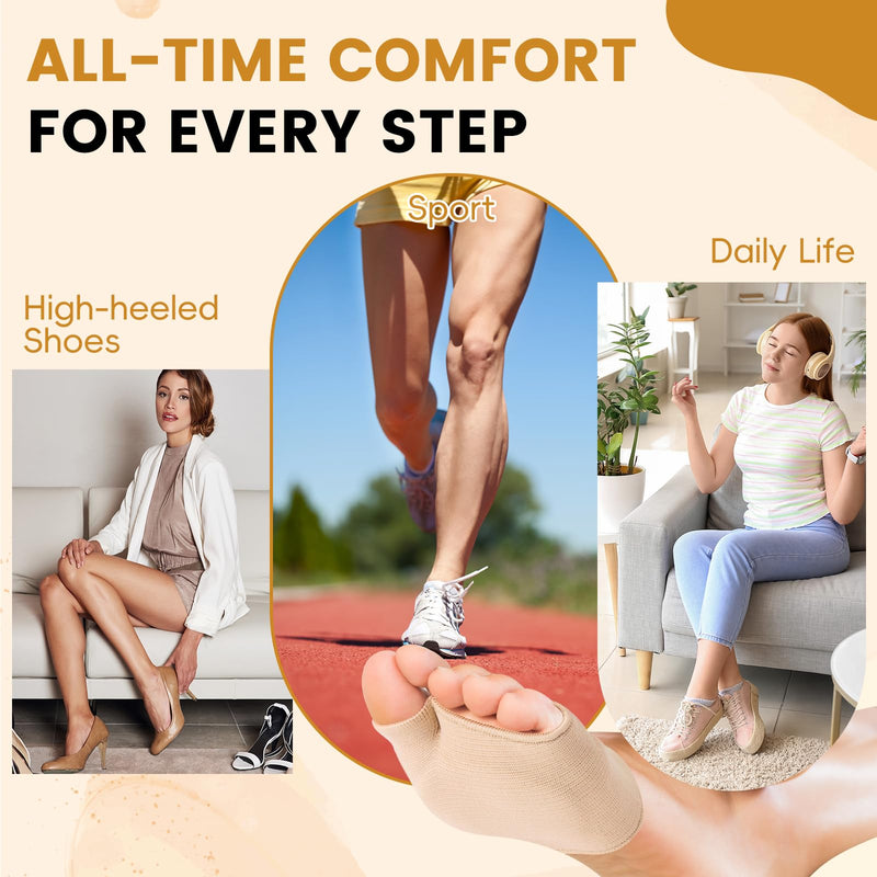 [Australia] - 3 Pairs Metatarsal Foot Pads for Women and Men, Foot Pads for Balls of Feet Cushions Pain Relief, Morton's Neuroma Relief, Metatarsal Support XL Beige 