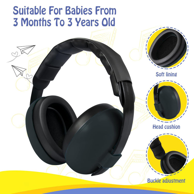 [Australia] - Baby Ear Protection Noise Cancelling Earmuffs Infant HeadPhones for Babies for 3 Months to 3 Years Black 