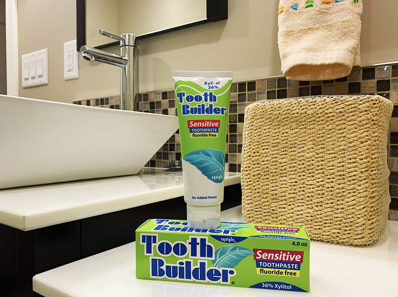 [Australia] - Squigle Tooth Builder SLS Free Toothpaste (Stops Tooth Sensitivity) Prevents Canker Sores, Cavities, Perioral Dermatitis, Bad Breath, Chapped Lips, 4 oz (16 Ounce (Pack of 4), Unflavored) 4 Ounce (Pack of 4) 