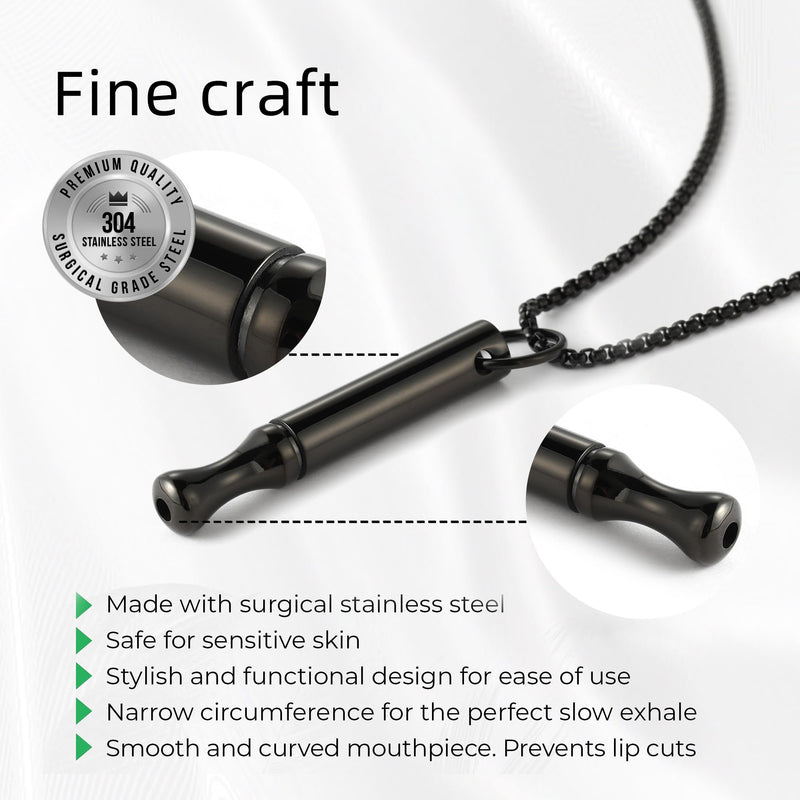 [Australia] - Breathing Necklace for Anxiety Relief Quit Smoking Tools Breathe Easy Necklace Stop Smoking Aids Breathlace Necklace Fum Vaporless Inhaler Breathless Anxiety Necklace for Women/Men Style3 Black 