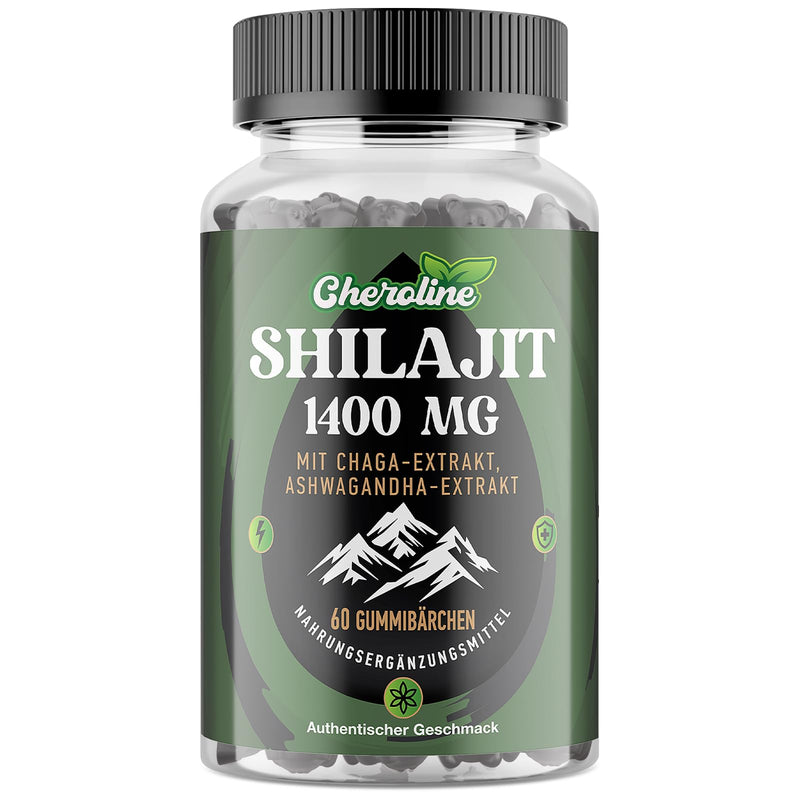 [Australia] - Pure Himalayan Shilajit 1400mg per serving, advanced 3-in-1 formula with chaga and ashwagandha extract, maximum effectiveness 85+ clean trace elements and fulvic acid, 60 vegan gummies 60 pieces (pack of 1) 